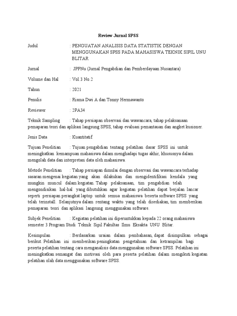 Review Jurnal SPSS | PDF | Karier & Perkembangan | Seni