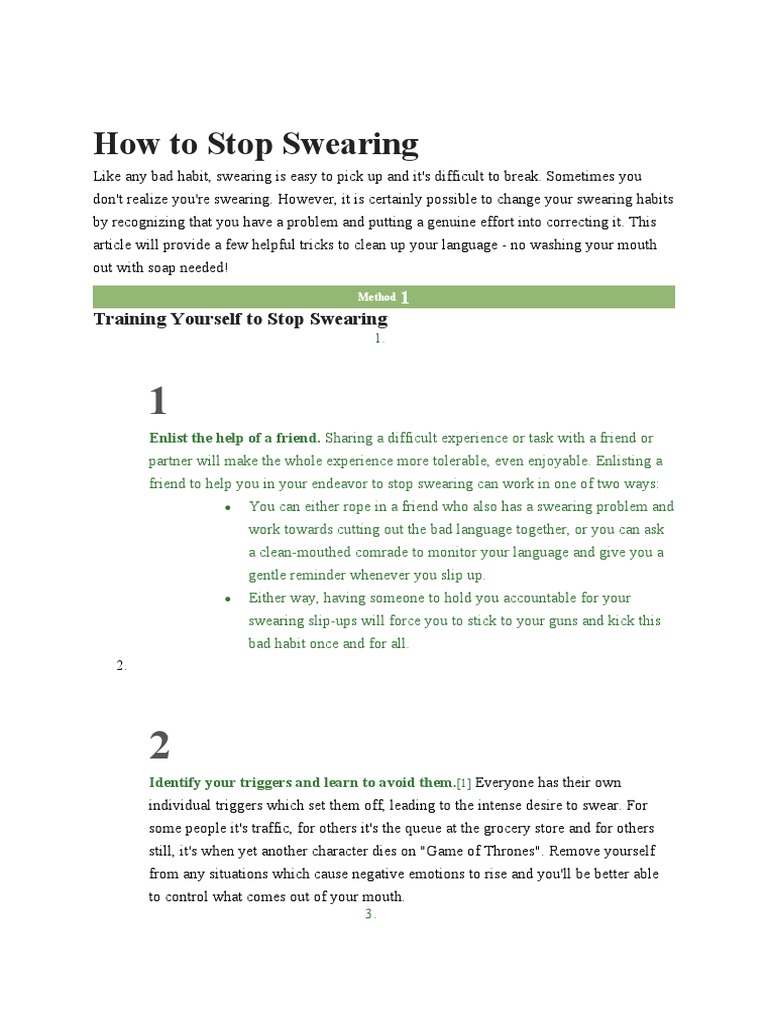 How To Stop Swearing PDF Profanity Habits