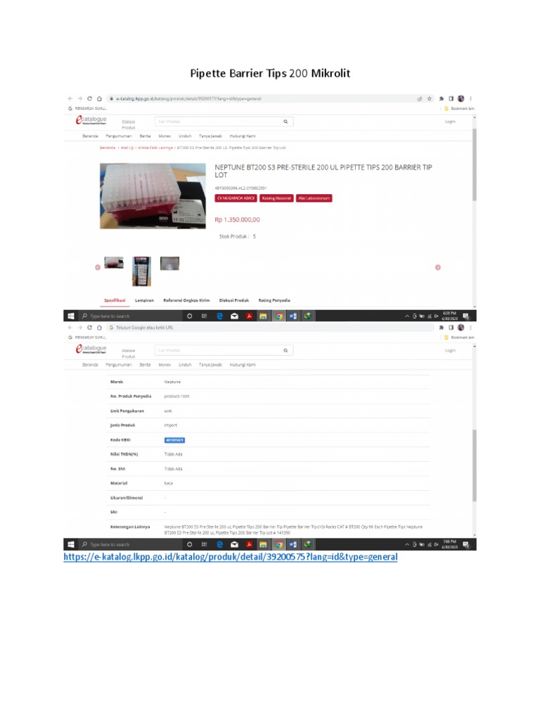 Neptune Pipette Barrier Tips 200 Mikrolit PDF
