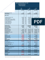 Mett International Pty LTD Financial Forecast 3 Year Summary