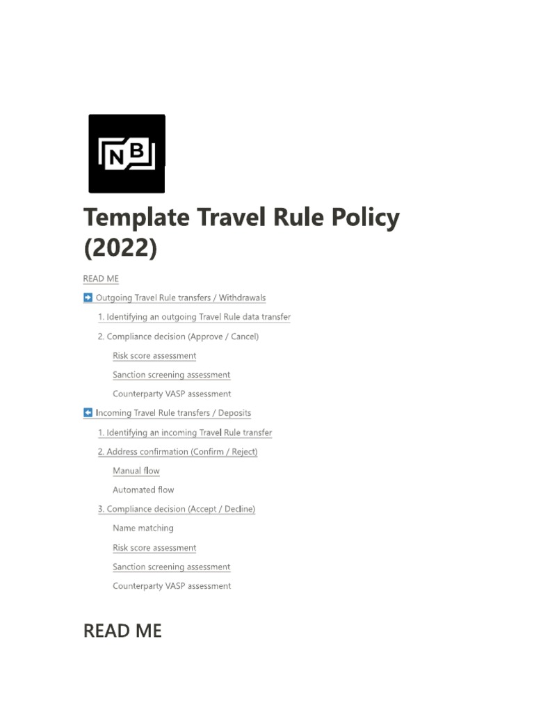 Travel Rule Policy by Notabene | PDF