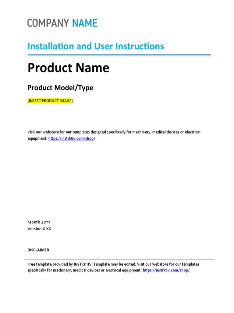 User Manual Template Instrktiv Free 2 PDF Medical Device Online 