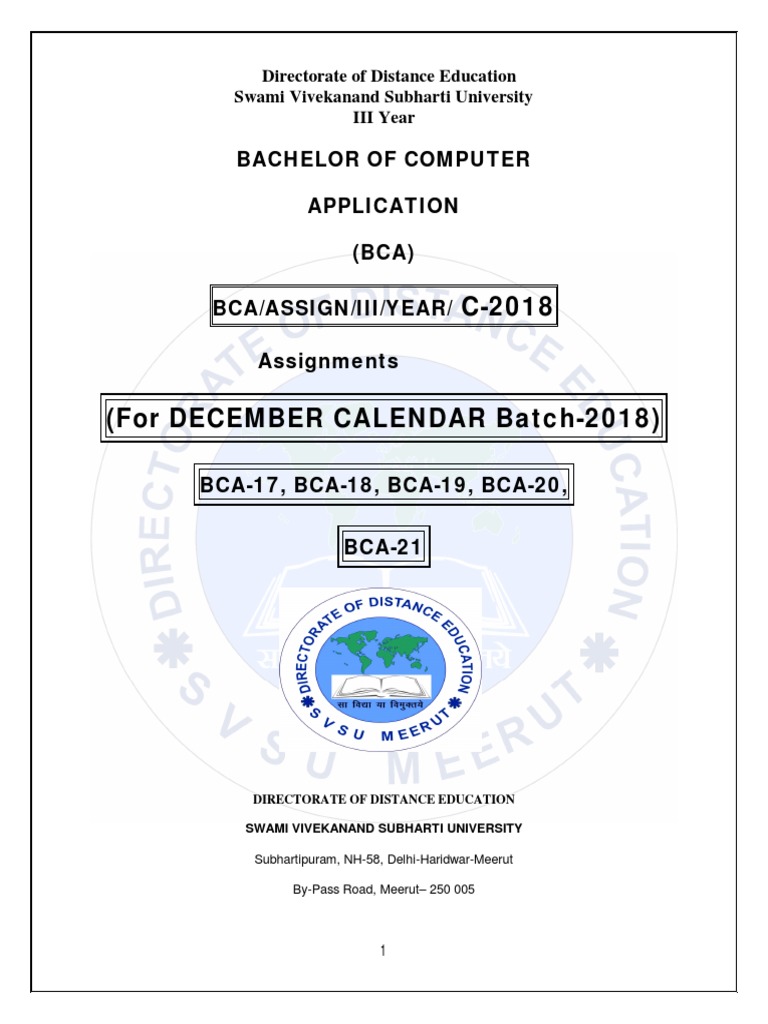 Bachelor of Computer Application (BCA) Bca/Assign/Iii/Year/ Assignments ...