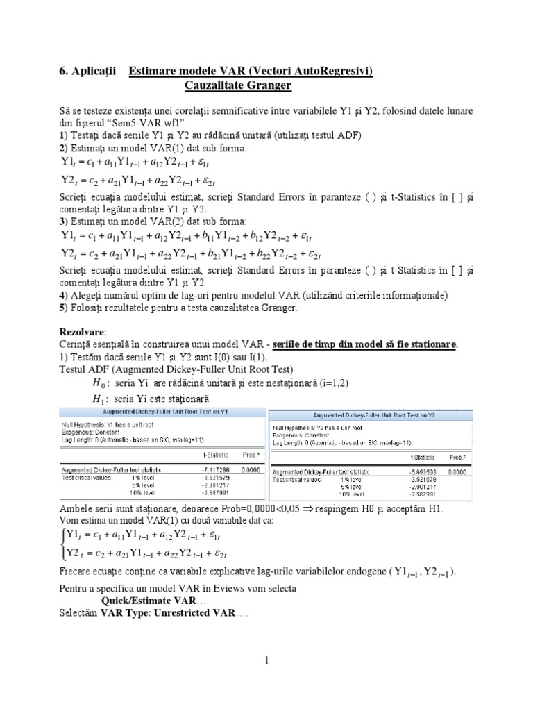 6 Aplicatii Modele VAR | PDF