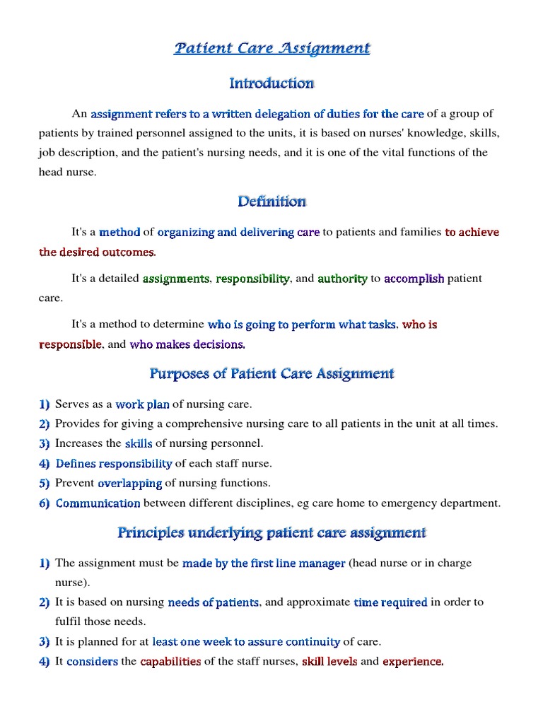 Patient Care Assignment | PDF