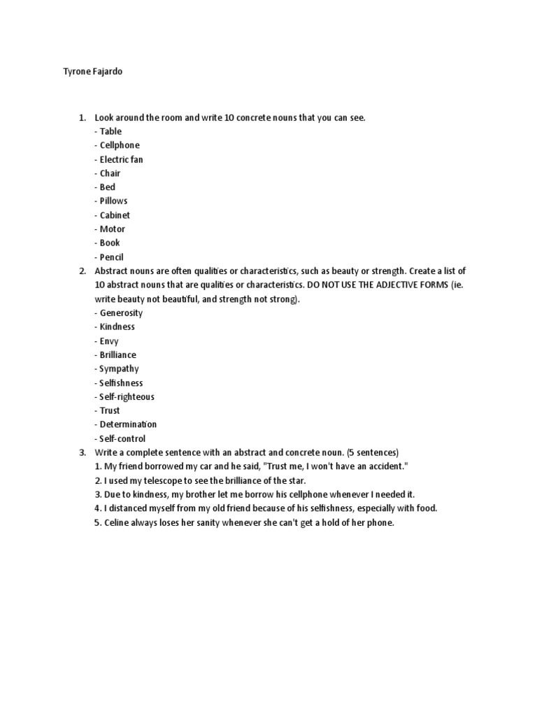 Abstract and Concrete Noun PDF