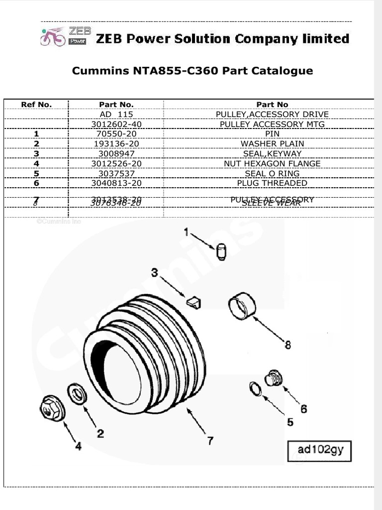 CUMMINS NTA855 PARTS CATALOG PDF FREE DOWNLOAD visual data 6