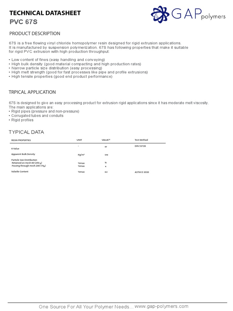 Product Description: PVC 67S | PDF | Technology & Engineering