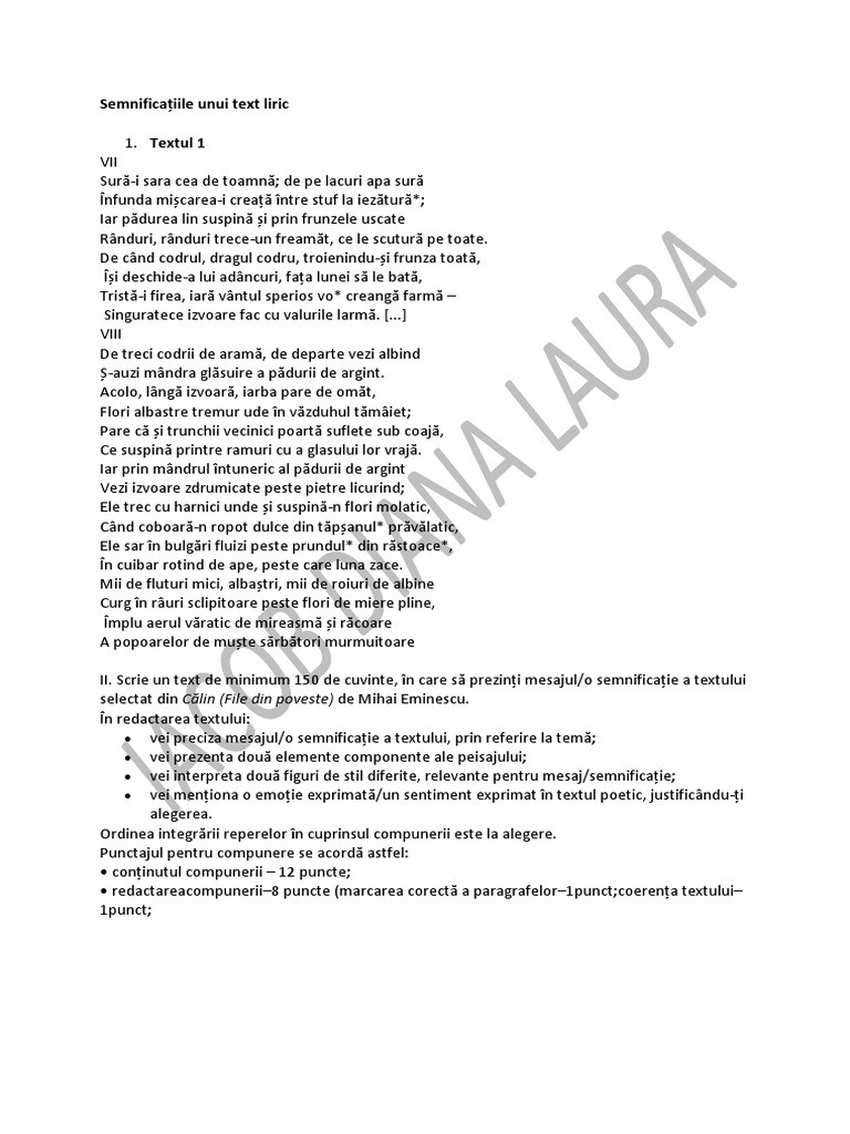 Semnificațiile Unui Text Liric | PDF