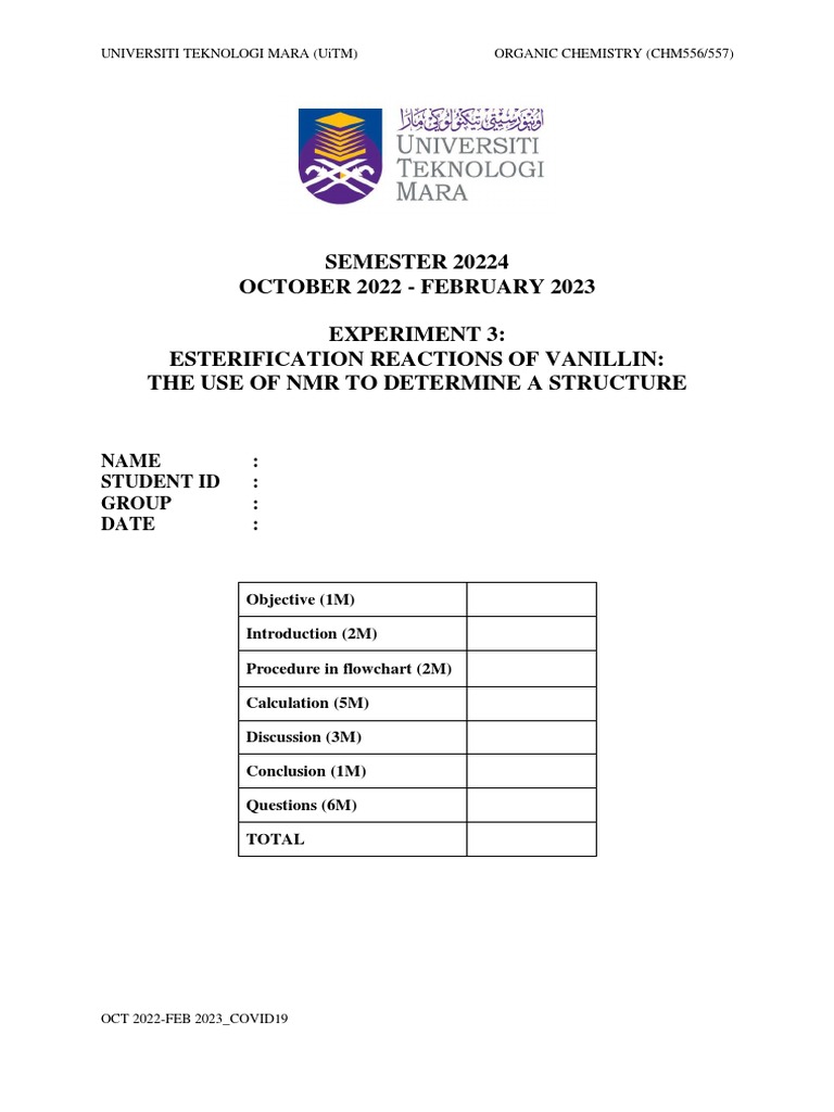 CHM557 Experiment-3 | PDF | Proton Nuclear Magnetic Resonance | Chemistry