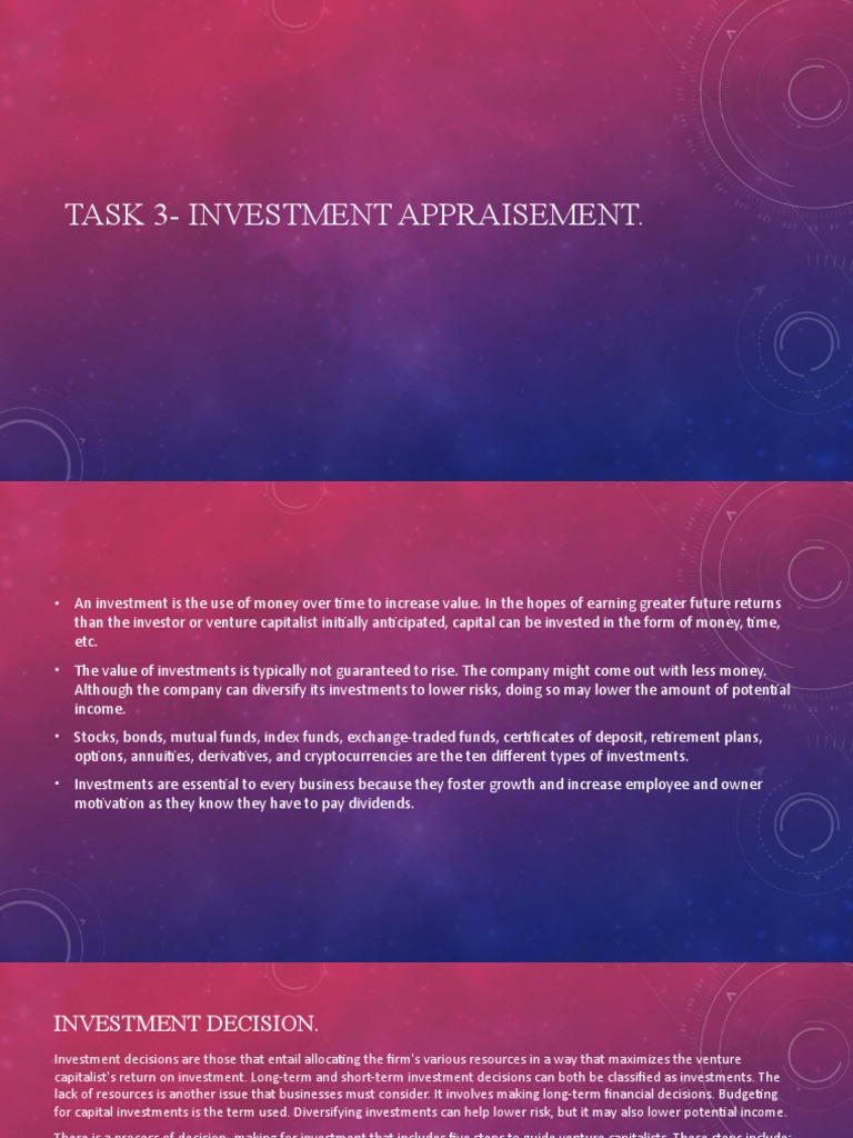 Task 3 Investment Appraisal PDF Investing Internal Rate Of Return