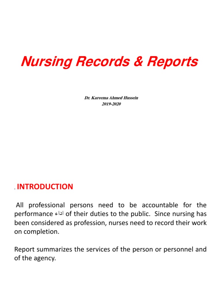 Nursing Records and Reporting Guidelines | PDF | Nursing | Medical ...