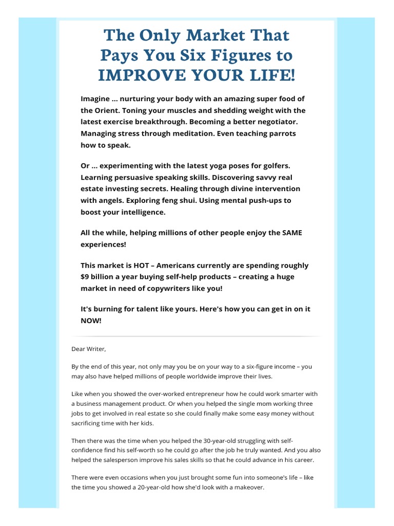Self-Help Copywriting Opportunities | PDF | Marketing | Self Help