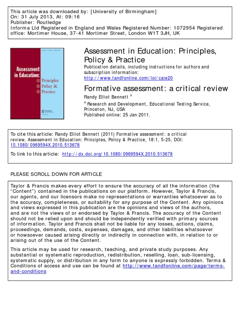 Bennett 2011 | PDF | Educational Assessment | Cognitive Science