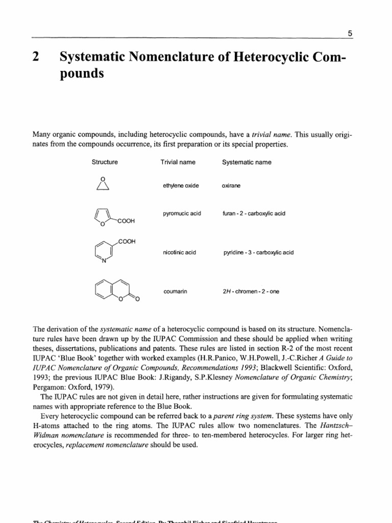 Systematic Nomenclature | PDF | Heterocyclic Compound | Pyridine
