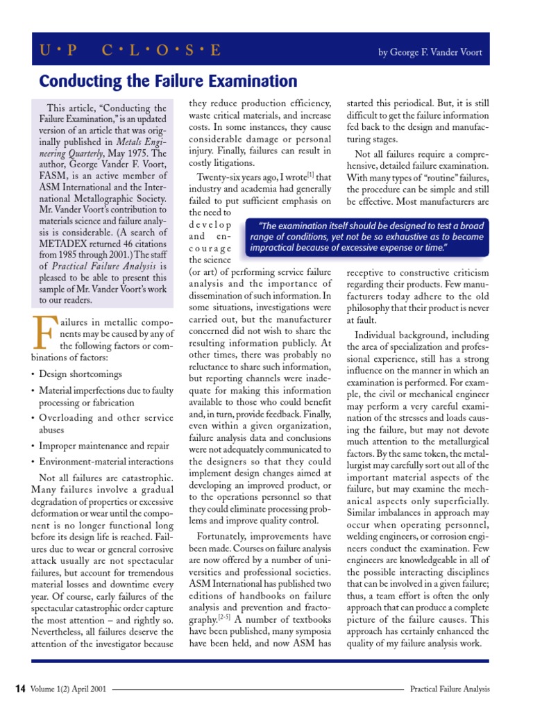 Conducting The Failure Examination | PDF | Wear | Fracture