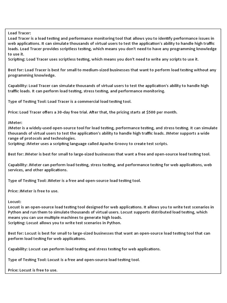 Stress Testing Tools | PDF | Scripting Language | Application Software