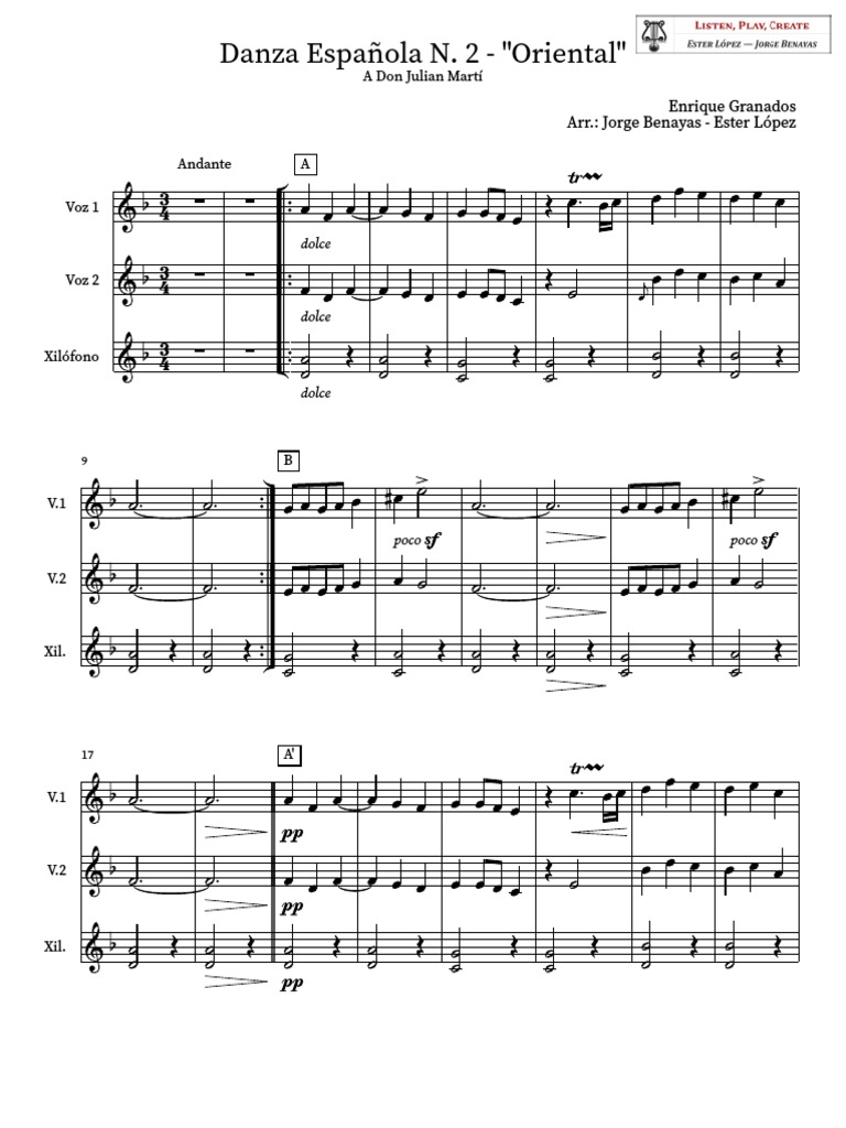 Granados Danza Espanola 2 Oriental | PDF