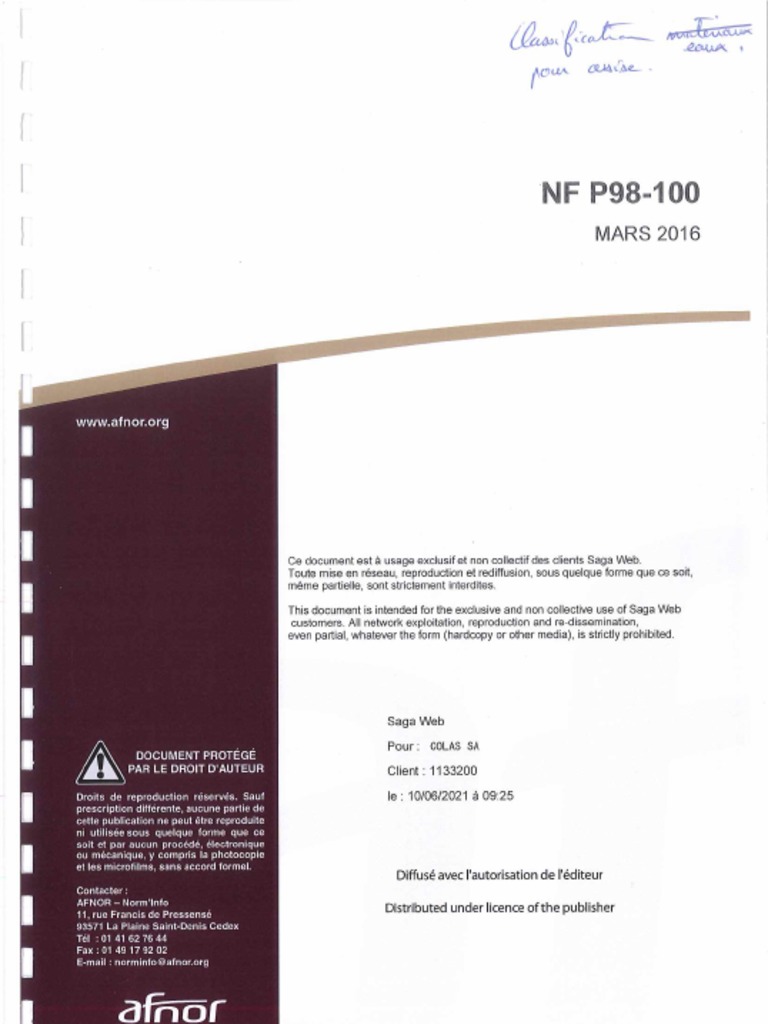 NF P98-100 Classification Pour Assisse de Chaussée | PDF