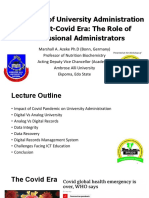 Digitisation of University Administration in A Post-Covid Era by PROF. MARSHALL A. AZEKE