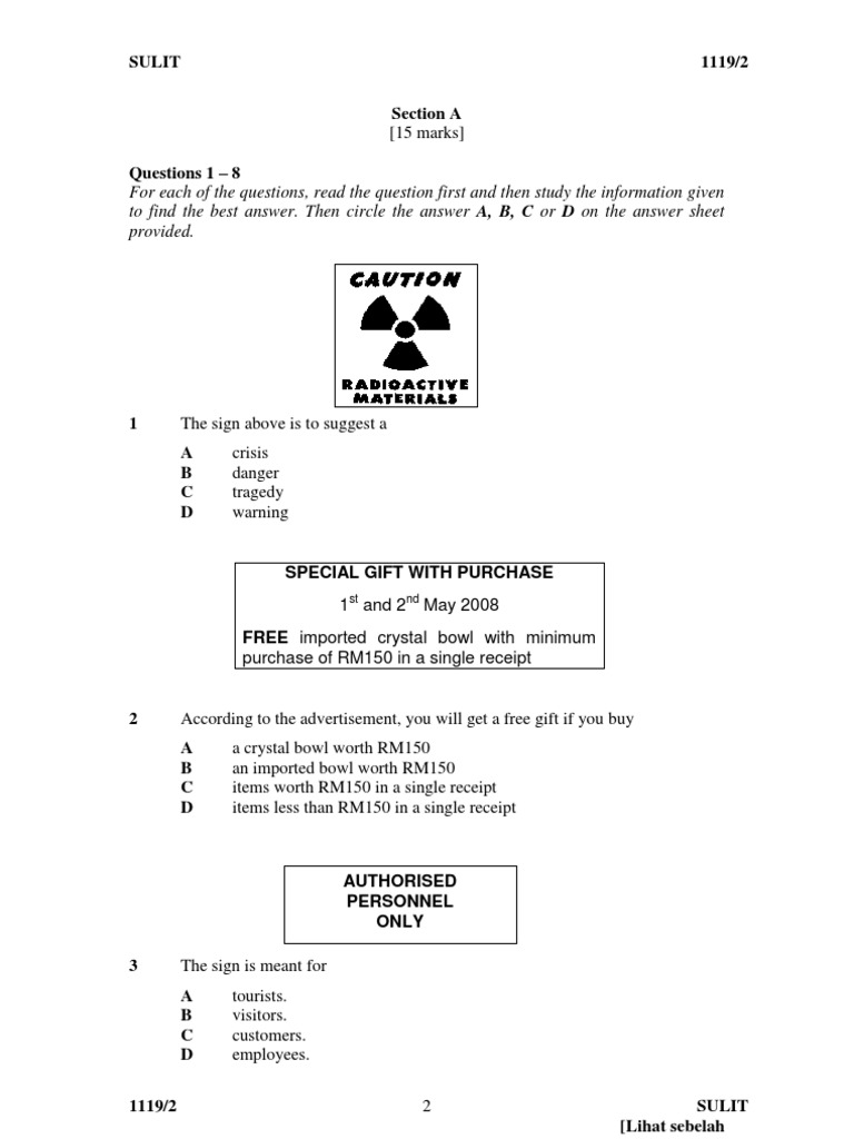 SPM Percubaan 2008 MRSM English Language Paper 2 | PDF | Eating