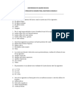 Universidad de Aquino Bolivia Banco de Preguntas Examen Final Anatomia Humana Ii NOMBRE Y APELLIDOS: . FECHA