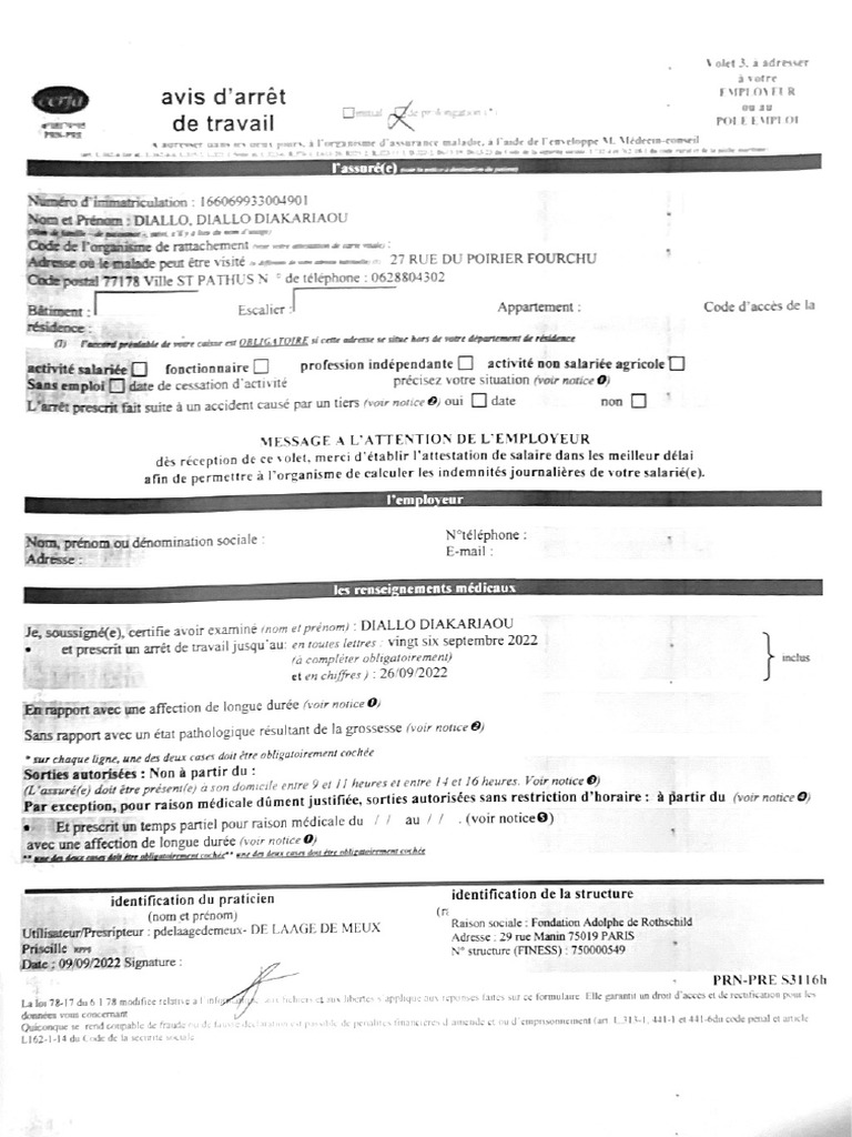Attestation Incapacité de Travail PDF