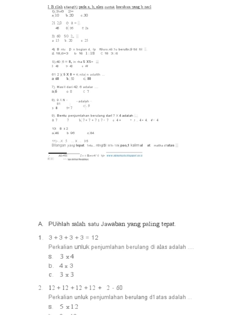 Soal Matematika Kelas 3 SD | PDF | Metode & Bahan Ajar