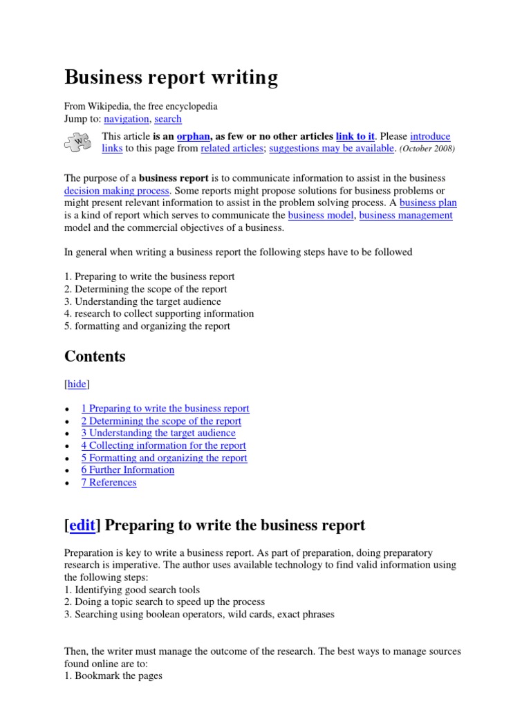 Business Report Writing Target Audience Communication