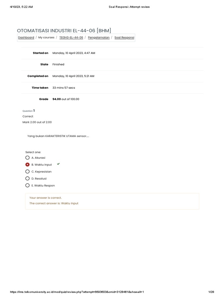 Soal Responsi Attempt Review Pdf Electricity Input Output