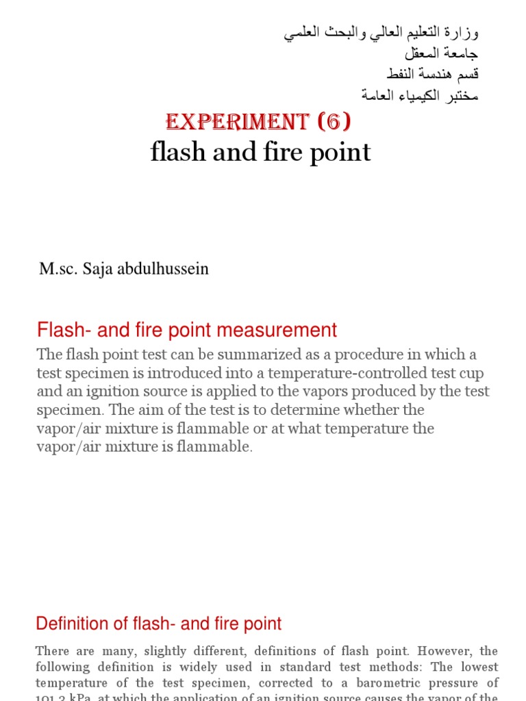 6 Flash Point and Fire Point 1 PDF Combustion Chemistry