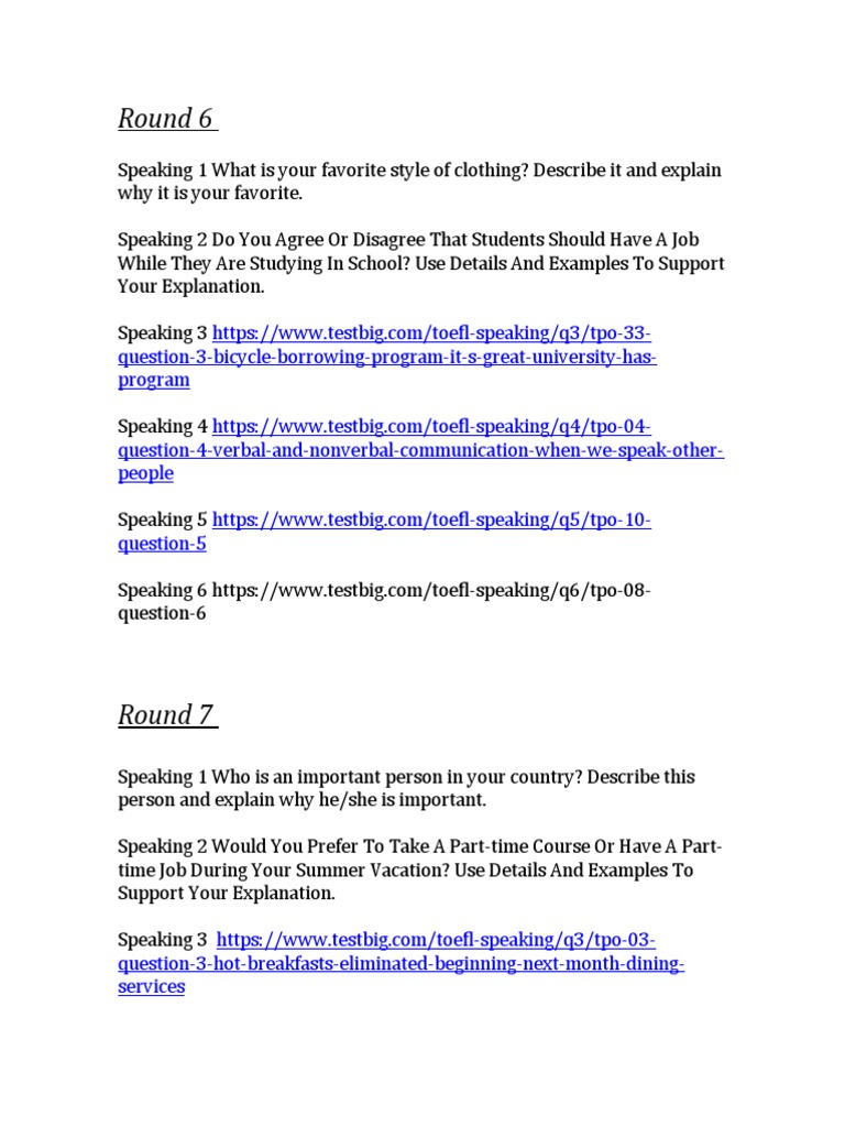 Round 6 - 12 Speaking | PDF