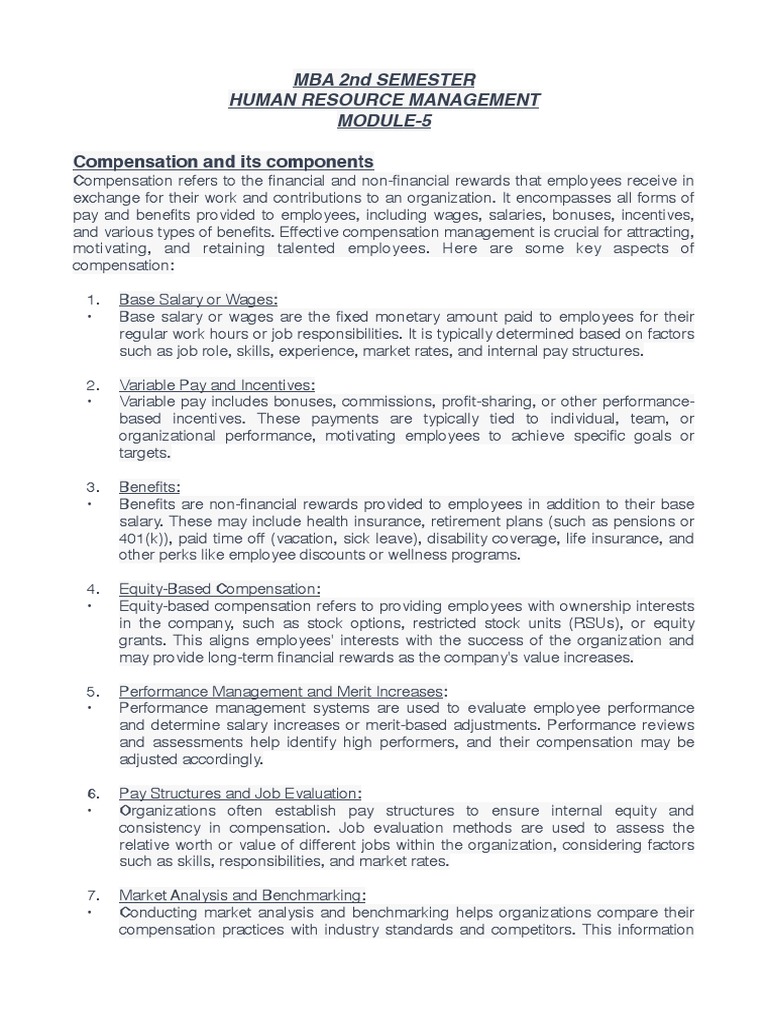 MBA HRM: Compensation Components Explained | PDF | Career & Growth ...