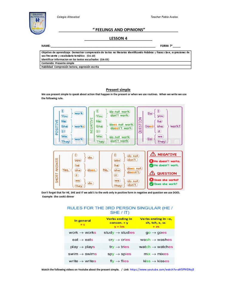 Guias - 7 - Basico - Unidad - 1 - Ingles COLEGIO ALTOVALSOL | PDF