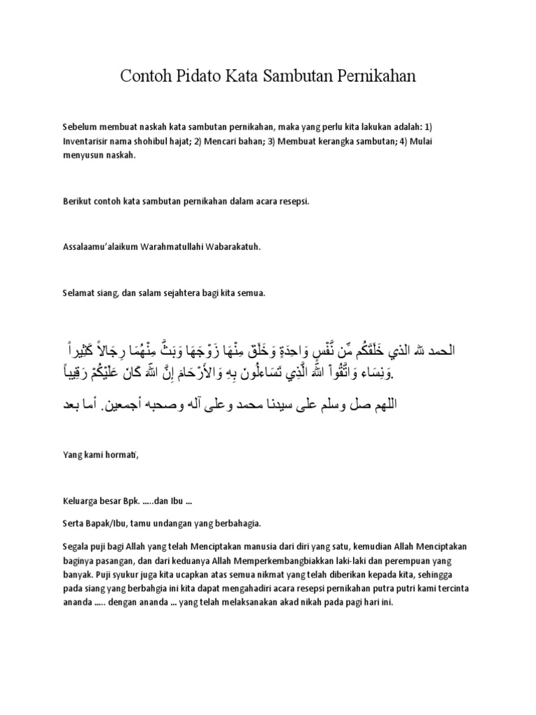 Contoh Pidato Kata Sambutan Pernikahan PDF