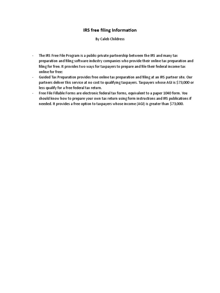 Irs Free Filing Software