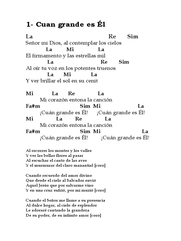 Letra del himno "Cuán grande es Él" | PDF