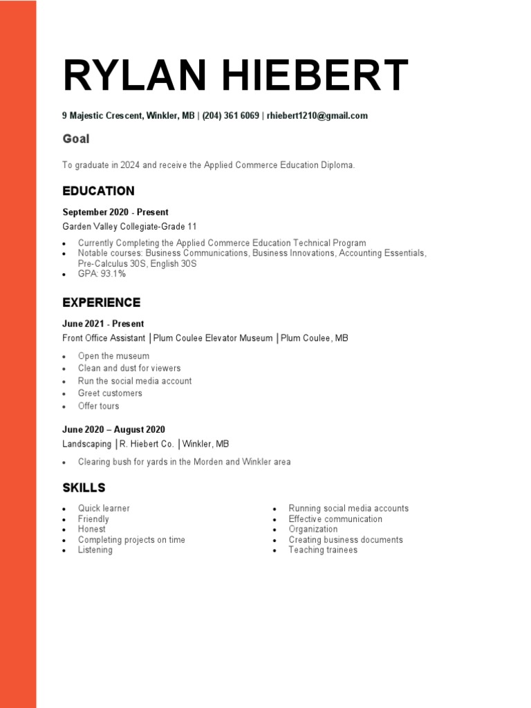 business resume rough draft PDF