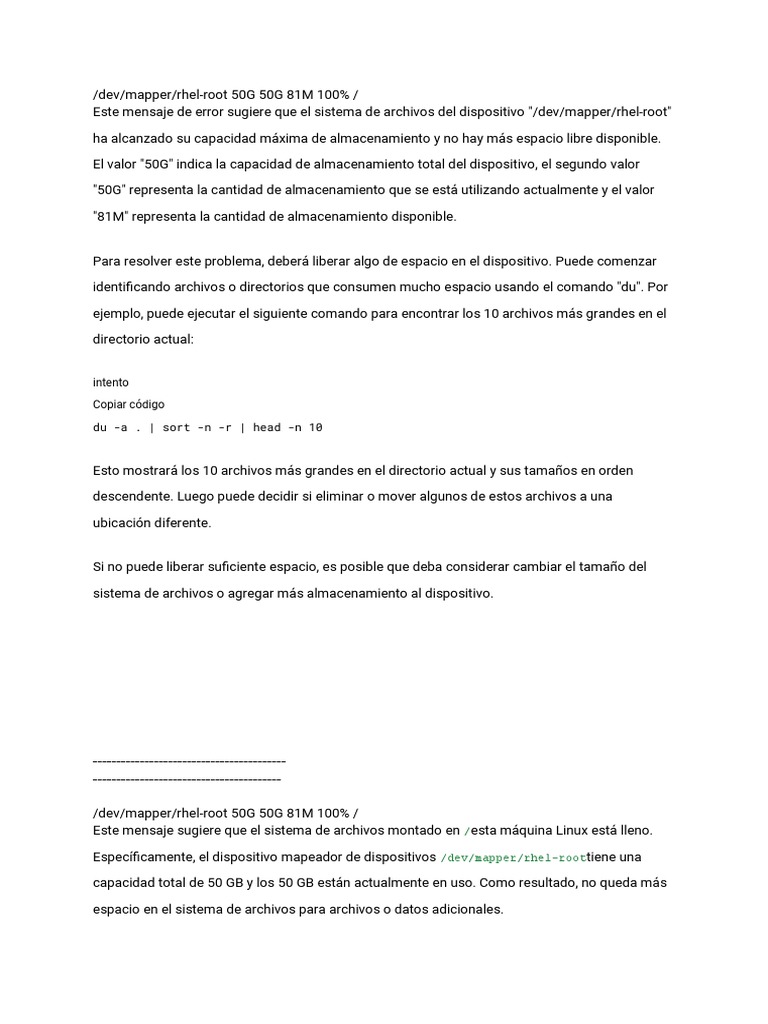 Ampliaci n De Espacio En Partici n RedHat Descargar Gratis PDF 