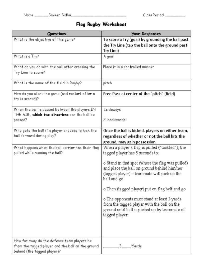 Flag Rugby Rules and Objectives | PDF