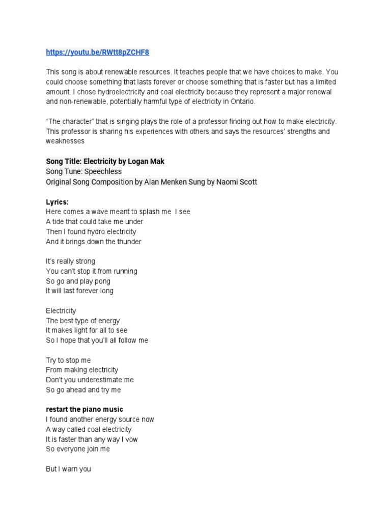 Electricity lyricsLogan Mak PDF