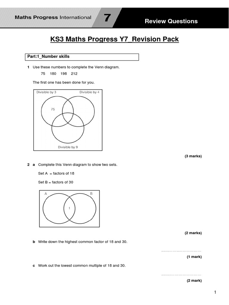 Ks3 maths progress y7 revision pack pdf mathematics elementary