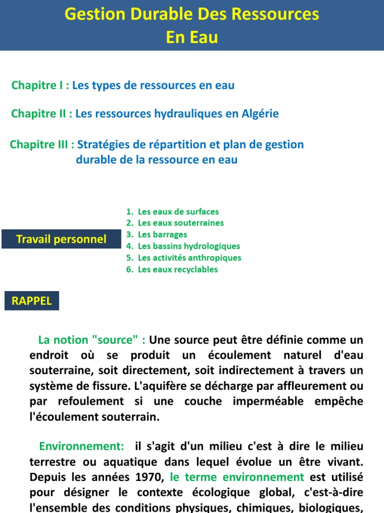 Gestion durable des ressources en eau | PDF | Eau | la pollution