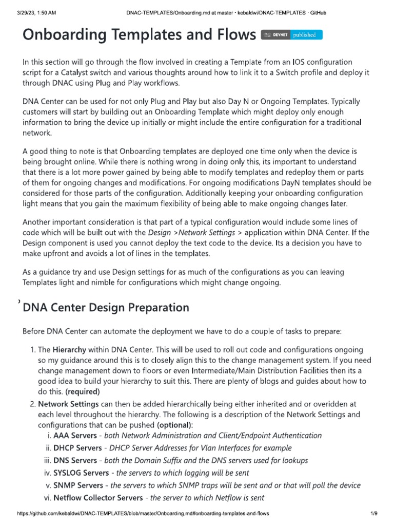 DNAC Onboarding Templates PDF