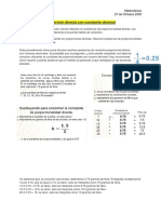 Proporción Directa Con Constante Decimal