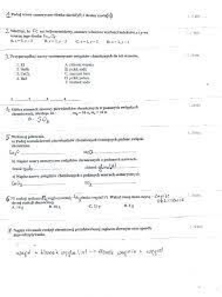 Sprawdzian Unit 5 Klasa 7 Sprawdzian Chemia Klasa 7 | PDF