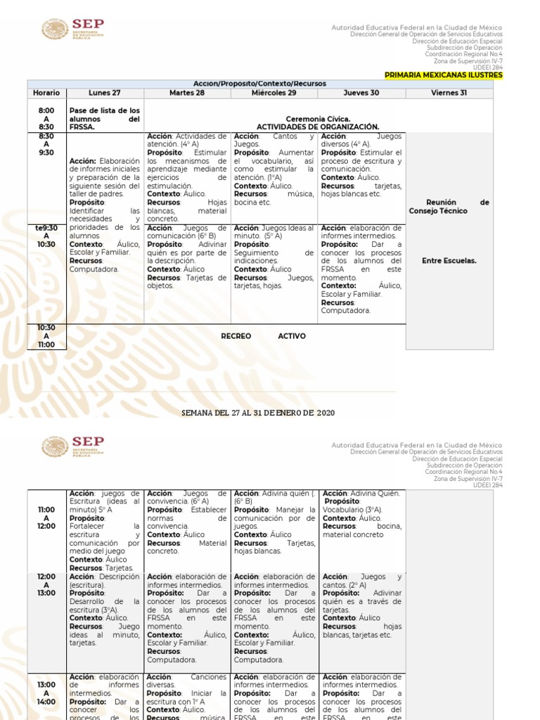 Actividades Educativas del 27 al 31 de Enero | PDF | Aprendizaje | México