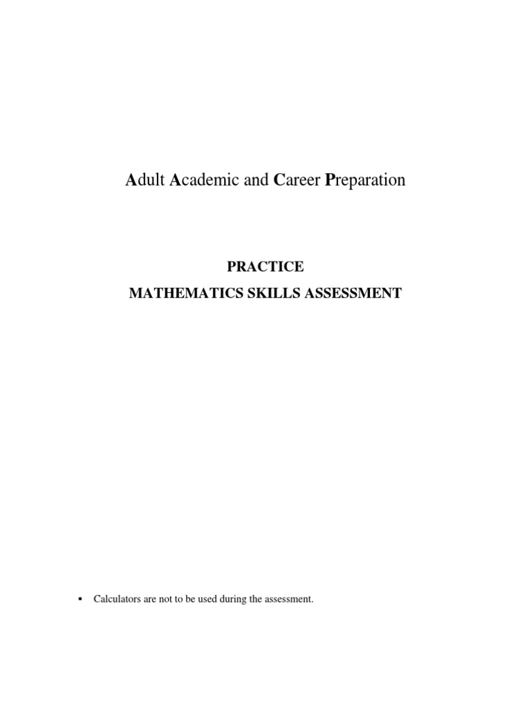 Practice Math Skills Assessment PDF Equations Multiplication
