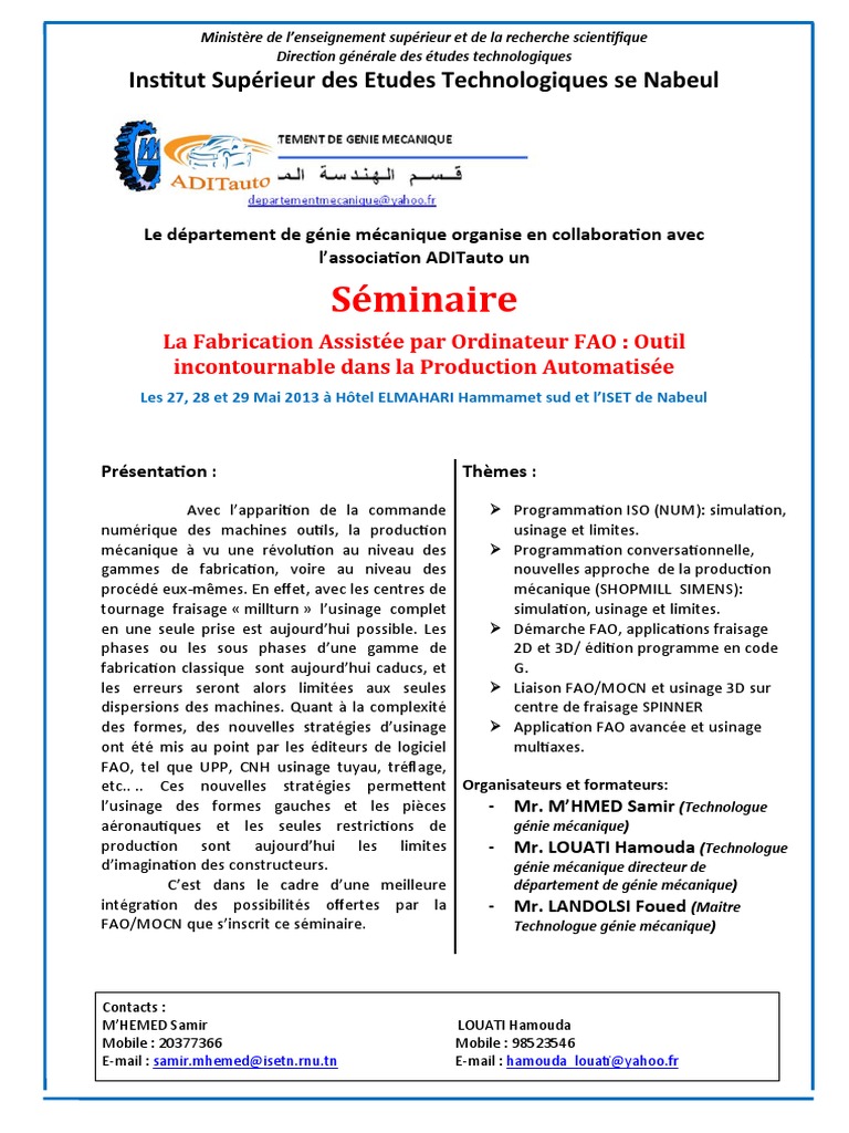 Séminaire FAO: Production Automatisée | PDF | Machine-outil à commande ...
