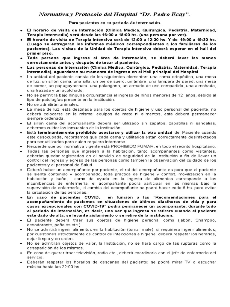 Normativa y Protocolo Del Hospital - 8133489804533265223 | PDF ...